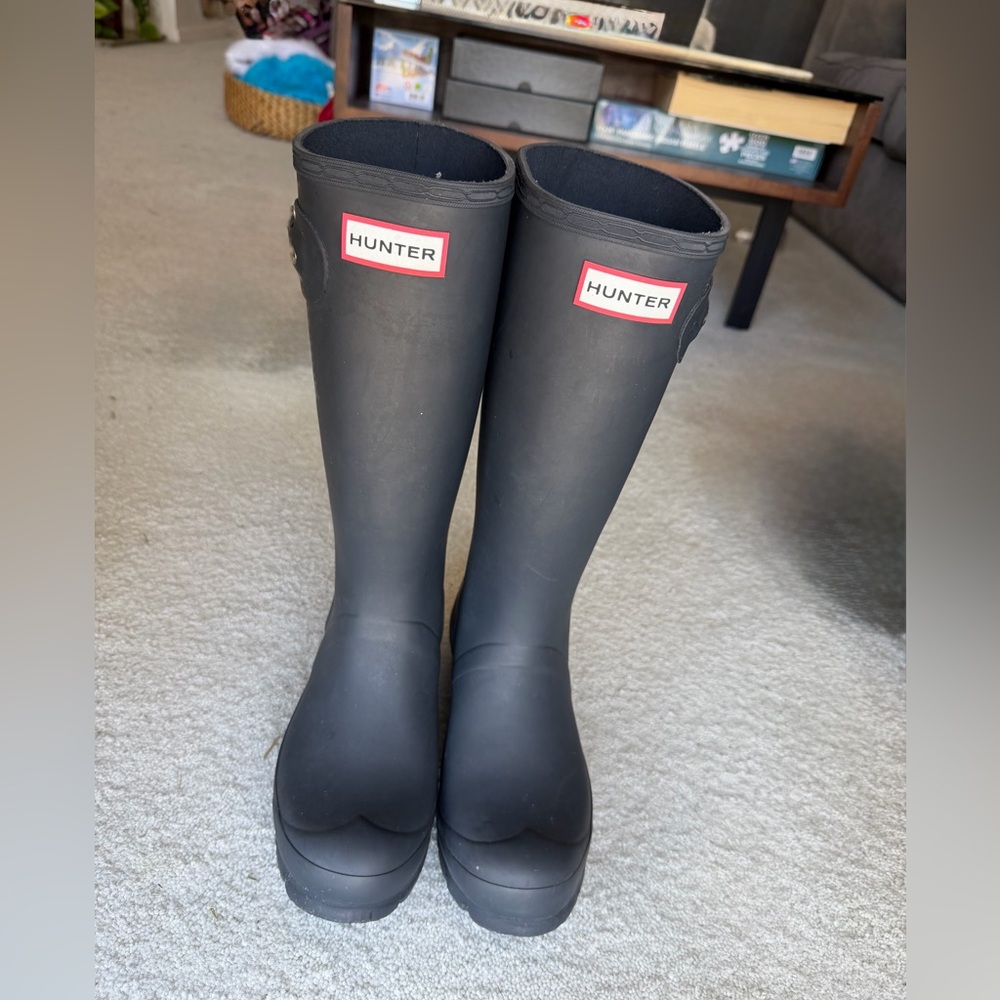 Hunter Kids 5 Boy / 6 Girl Tall Solid Navy Blue Rain Boots Wellies